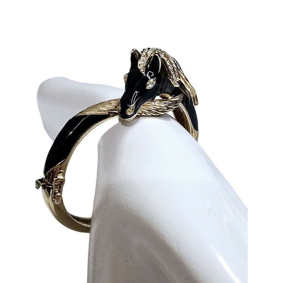 Panetta Rare Swarovski Rhinestone Horse head and Enamel Vintage Costume Bracelet - Picture 1 of 16